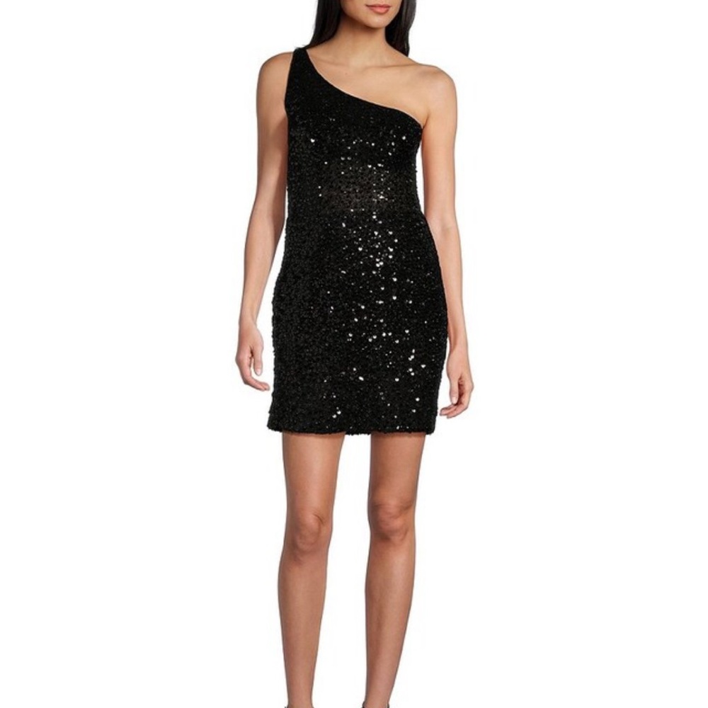 GB Gianni Bini One Shoulder Glitz Sequin Mini Dress Sz 3